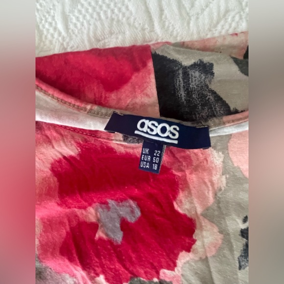 🔴 3 for $15 ASOS Pink and Fawn Tan Colored Long Sleeved Dress Size 18 - Picture 3 of 5